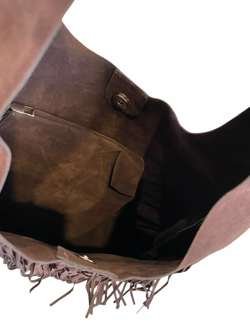 Free People Brown Suede Fringe Hobo Bag